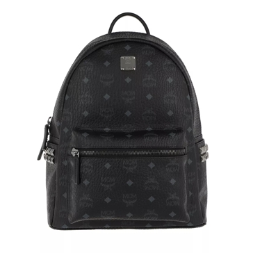 MCM Stark Backpack Visetos Side Studs Large Black in Coated Canvas with  Gunmetal - US