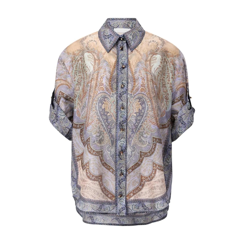 Zimmermann Chemisier Bluse Wanderlust aus Seide Blau