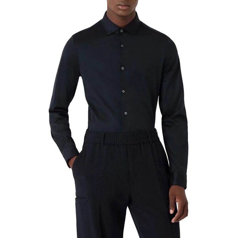Emporio Armani Haut décontracté Stretch Shirt Blue blau