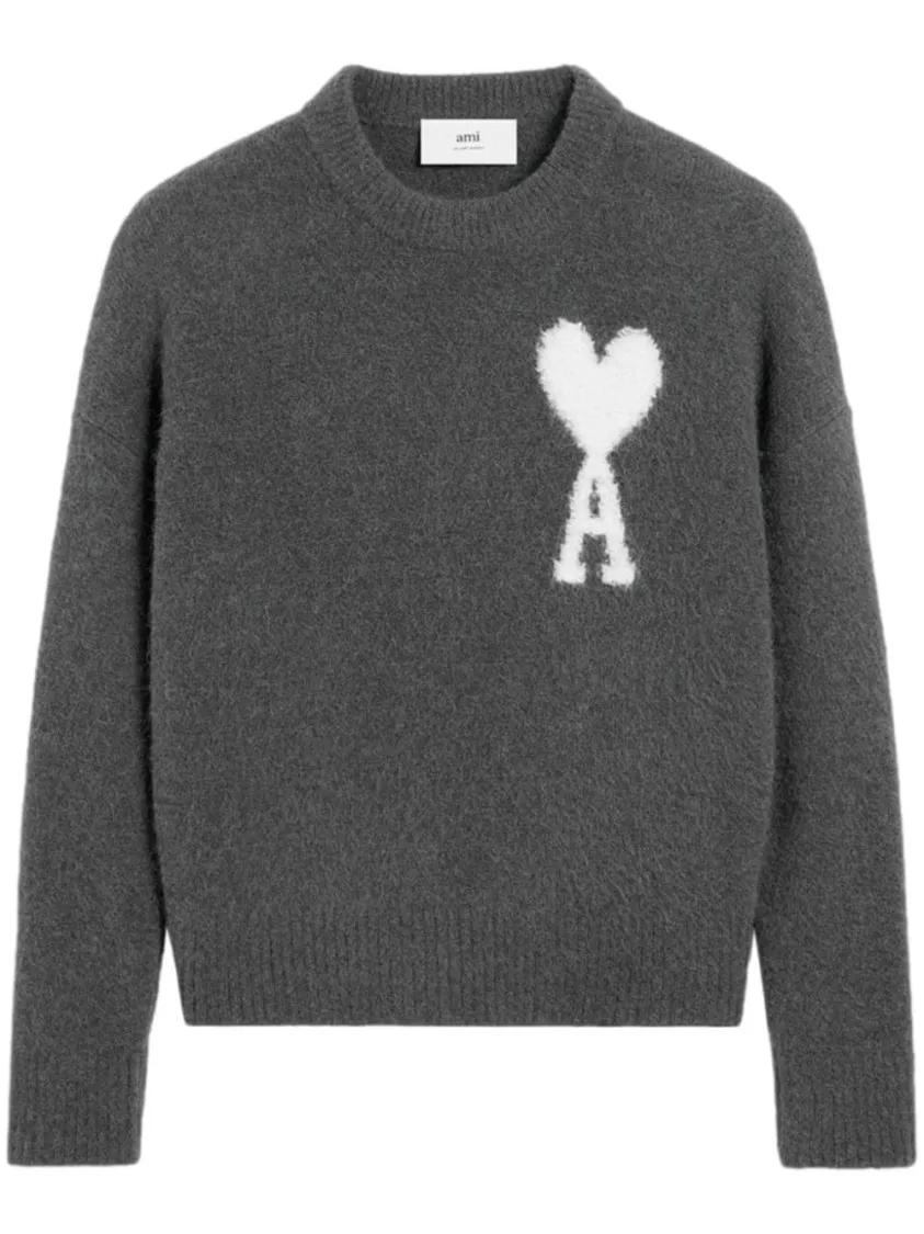 AMI Paris - Crew-Neck Jumper - Größe M - grau