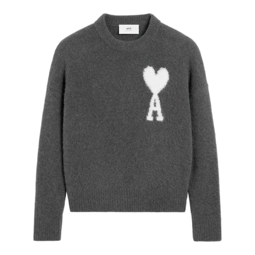 AMI Paris Pullover Crew-Neck Jumper Grey