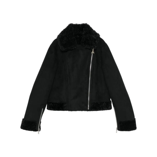 Patrizia Pepe Veste en shearling Black Faux Suede Coat With Shearling Detailing Black