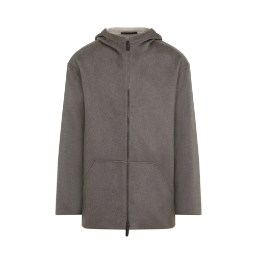 Giorgio Armani Übergangsjacke Taupe Grey Cashmere Caban Coat Grey