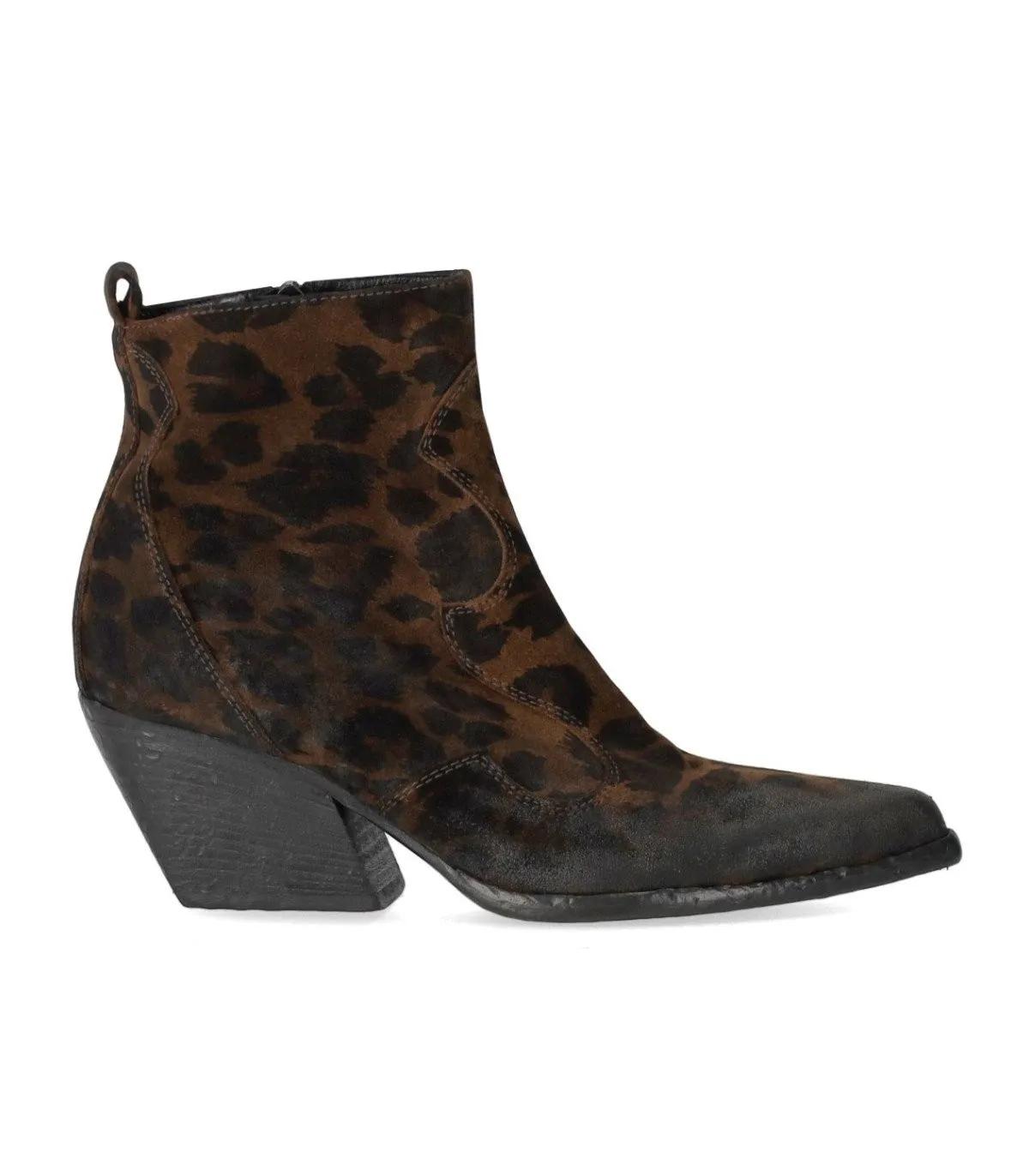 Elena Iachi Boots & Stiefeletten - ELENA IACHI TABAK ANIMAL-PRINT TEXANE STIEFELETTE - Gr. 37,5 (EU) - in Braun - für Damen