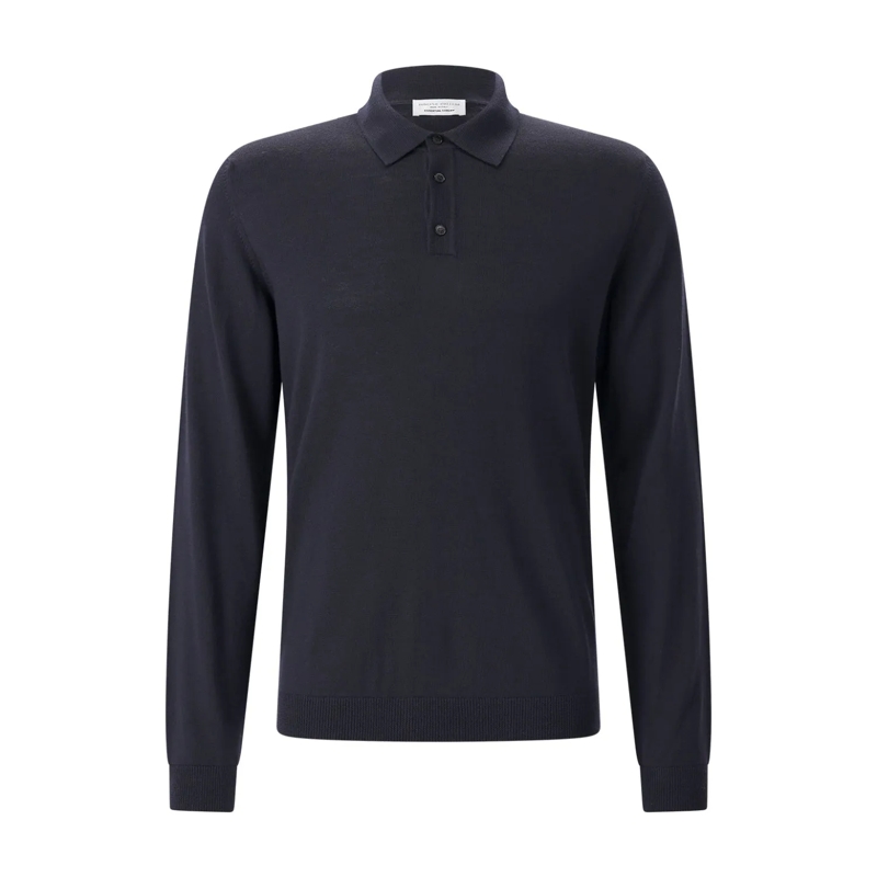 Roberto Collina Polo Longsleeve aus Merinowolle dunkelblau(Image 4)