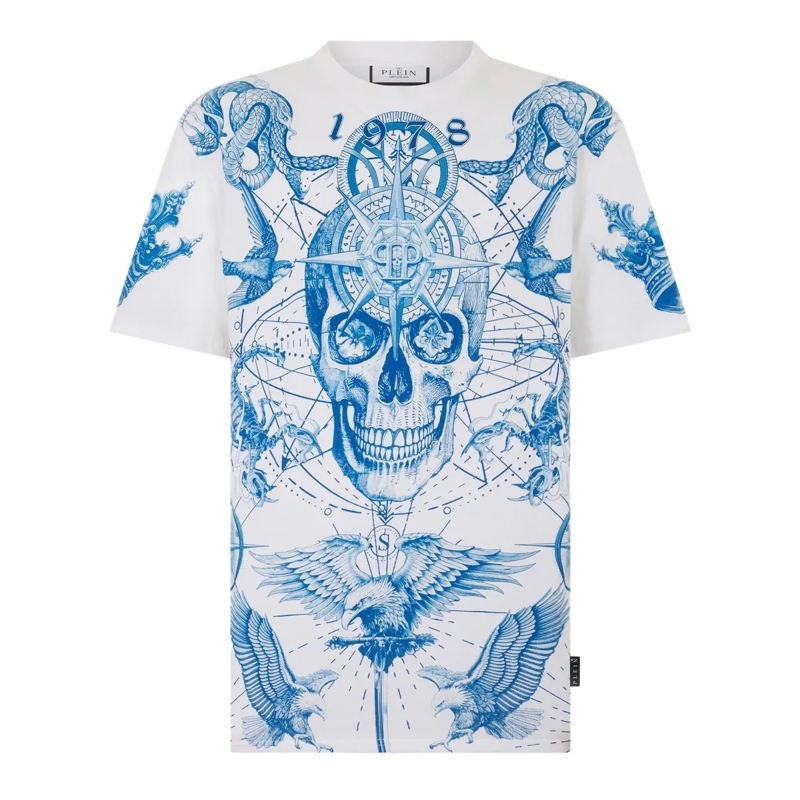 Philipp Plein T-Shirt Round Neck T-Shirt Tattoo weiss