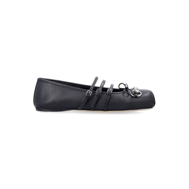 Gucci Balletschoenen Horsebit Nappa Ballerina Black