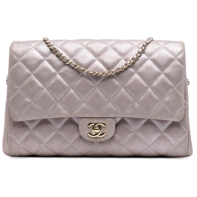 Chanel Sac à bandoulière CC Quilted Iridescent Calfskin Clutch with Chain rose