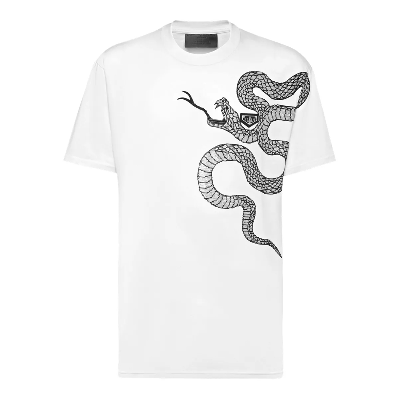 Philipp Plein T-Shirt T-Shirt Rundhalsausschnitt Ss Snake weiss