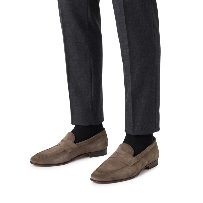 Santoni Schnürschuhe Loafers aus Veloursleder braun(Image 6)