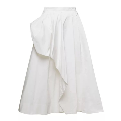 Alexander McQueen White Draped Round Asymmetric Skirt In Polyfaille White 