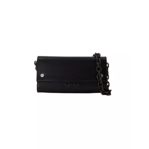 GANNI Portefeuille sur chaîne Banner Envelope Wallet On Chain - Leather - Black Black