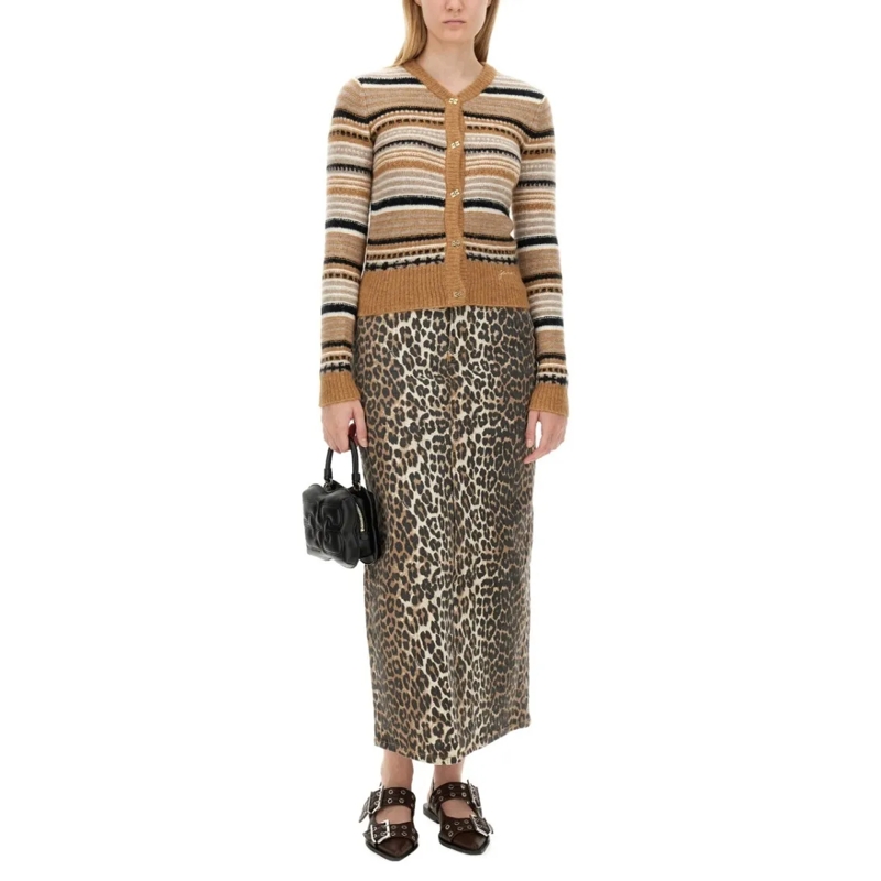GANNI Strickjacke Cardigan With Stripe Pattern Multicolor (Image 2)