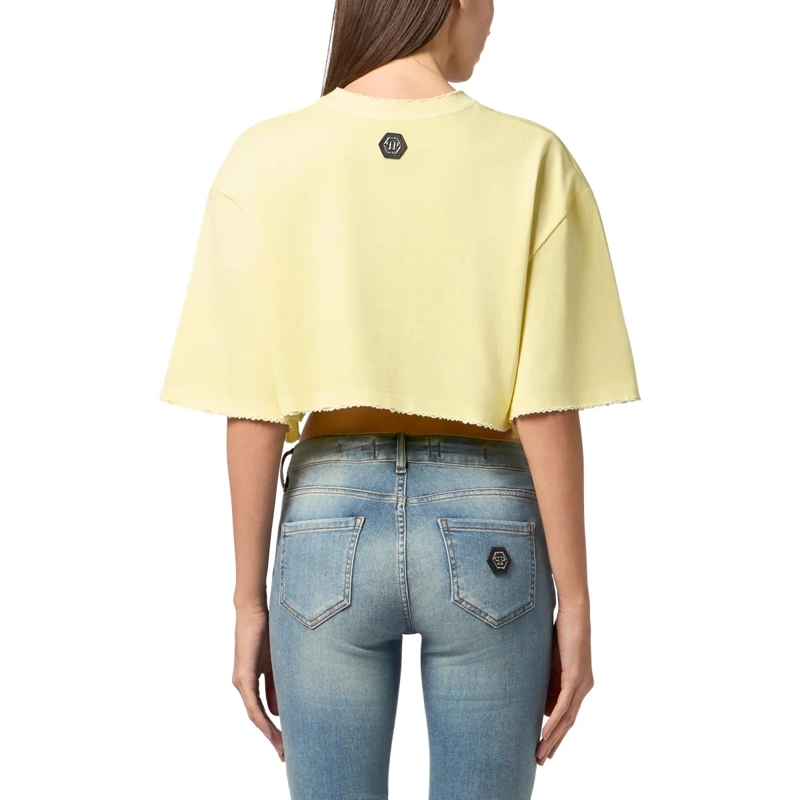 Philipp Plein T-Shirt Cropped T-Shirt Cannes Tennis Club gelb(Image 2)