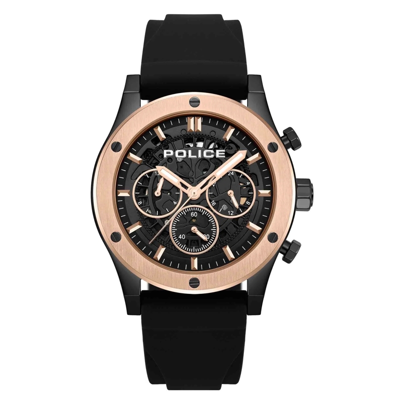 Police Automatikuhr Quarzuhr Knotty schwarz