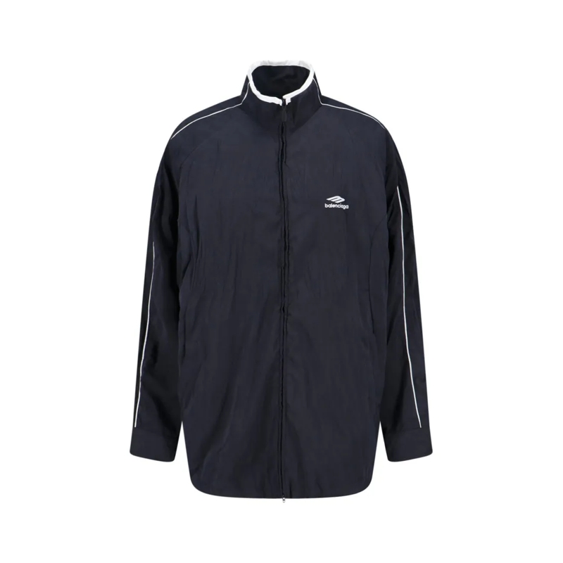 Balenciaga Übergangsjacke Giazza Zip Logo Jacket With High Collar Blue