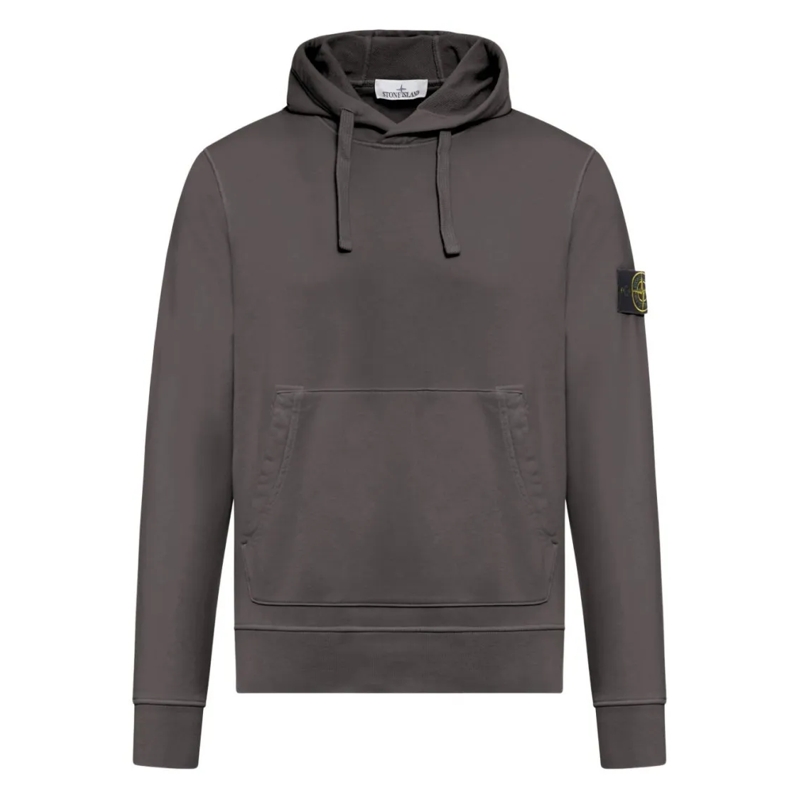Stone Island  Hooded Sweatshirt In Muted Grey With Signature Pat Grey