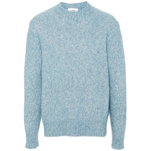 Lardini Trui Light Blue/White Chunky Knit Wool Sweater Blue