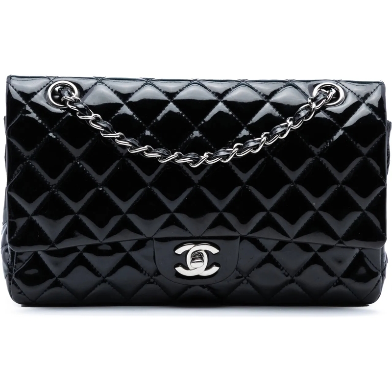 Chanel Sac à bandoulière Medium Classic Patent Double Flap schwarz