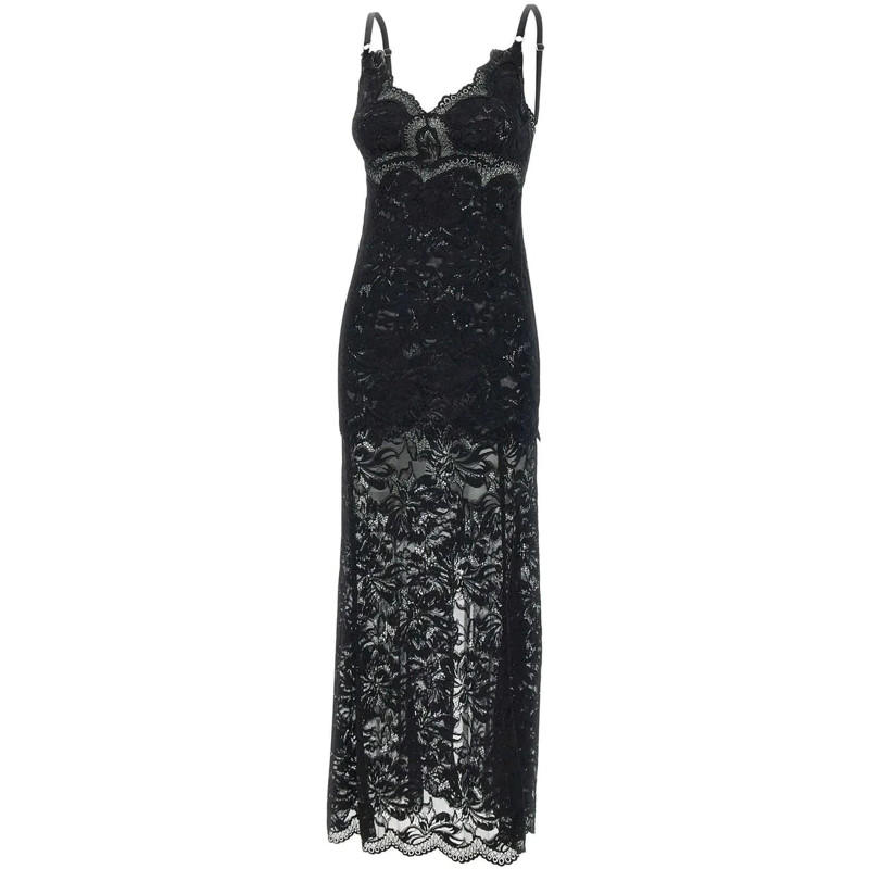 Paco Rabanne Midikleid Black Polyamide/Elastane Blend Lace Dress Black