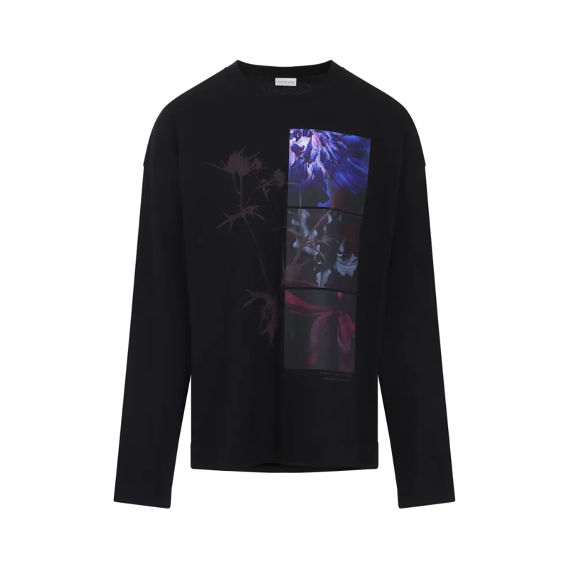 Dries Van Noten Haut à manches longues Black Casual Cotton Tee Black