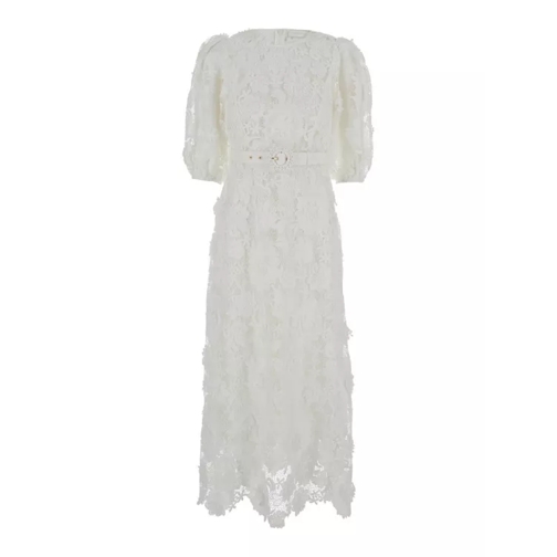 Zimmermann White Long Dress With Off-Shoulders In Lace White 