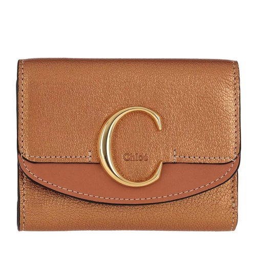 Chloé Compact Wallet Rose Gold Tri-Fold Portemonnaie