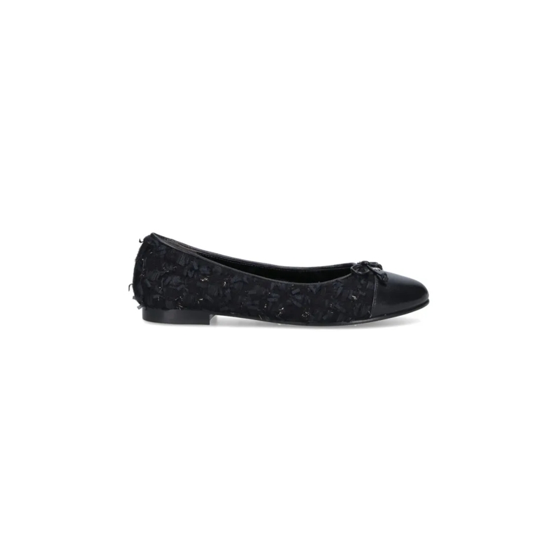 Tory Burch Balletschoenen Tweed Ballet Flats With Leather Toe Cap Black