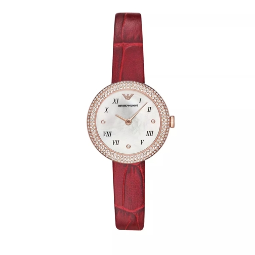 Emporio Armani Zweihand-Lederuhr red Quartz Watch