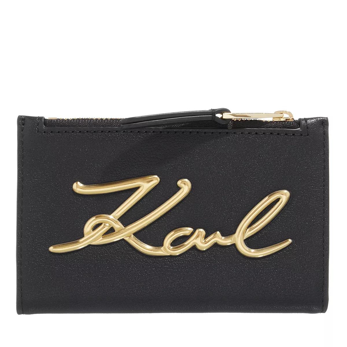 Karl Lagerfeld K/Signature Bifold Zip Ch Black Gold | Bi-Fold Wallet