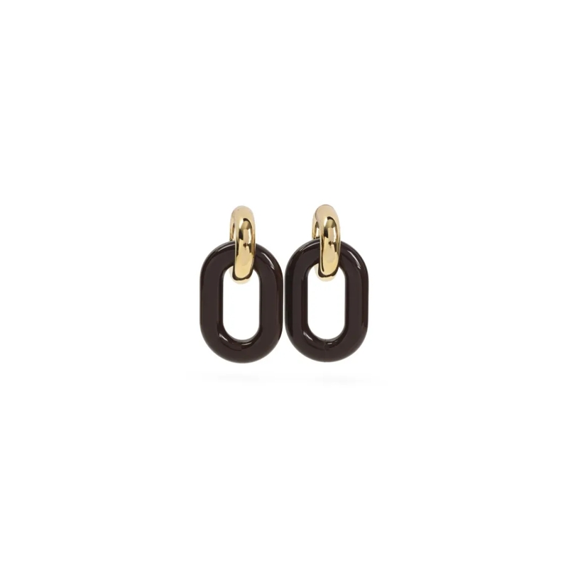 Marni Oorknopjes Contemporary Brass And Resin Statement Earrings Brown