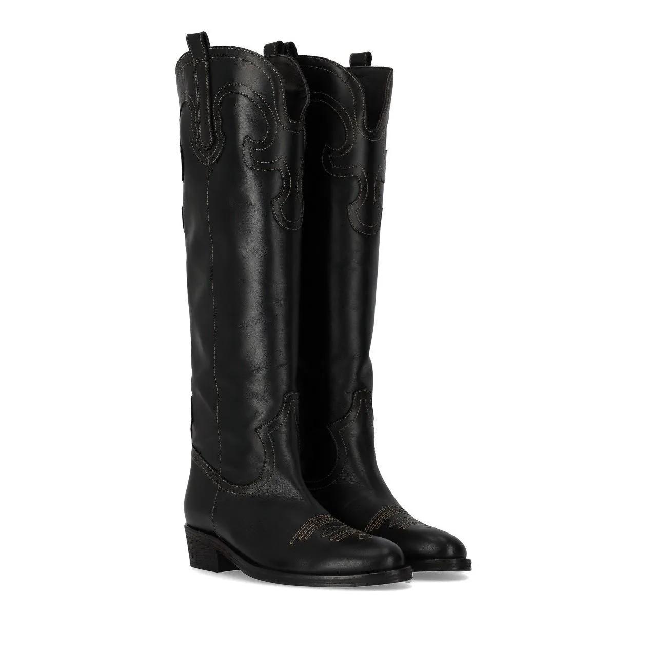 VIA ROMA Stiefel Aus Leder | Mit Goldenem V-Detail | Elegante Herrenstiefel | Bequeme EVA-Sohle
