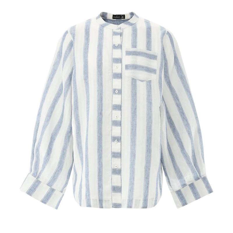 VAN LAACK Bluse Bluse Modern Fit Streifen blau