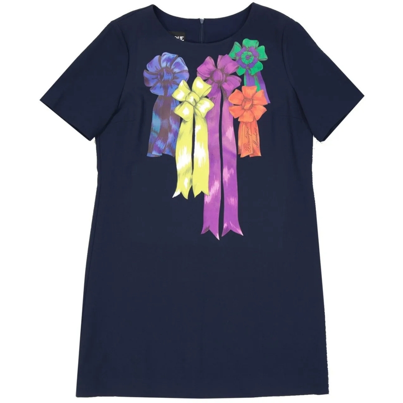 Moschino Midikleid Fitted Printed Dress Blue