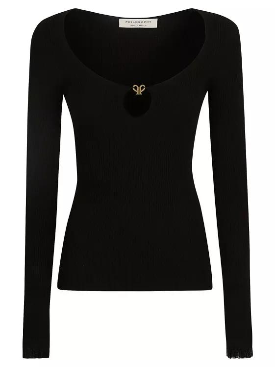 Philosophy Di Lorenzo Serafini - Black Ribbed Knit Top - Größe 42 - black