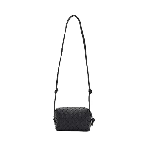 Bottega Veneta Mini Loop Leather Shoulder Bag Black Mini Tas