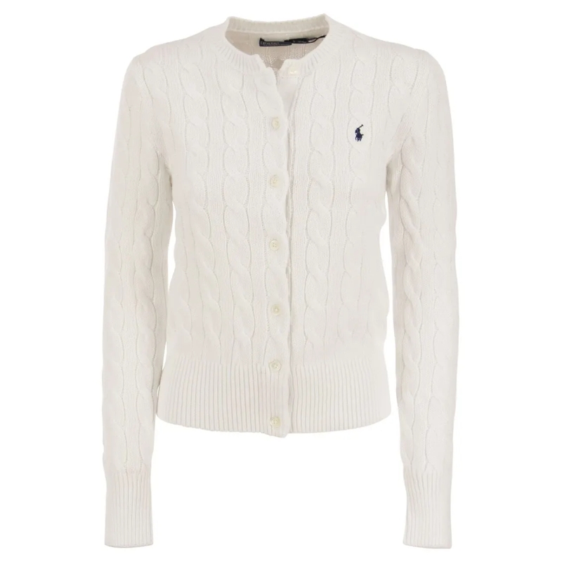 Polo Ralph Lauren Strickjacke Plaited Cardigan With Long Sleeves White