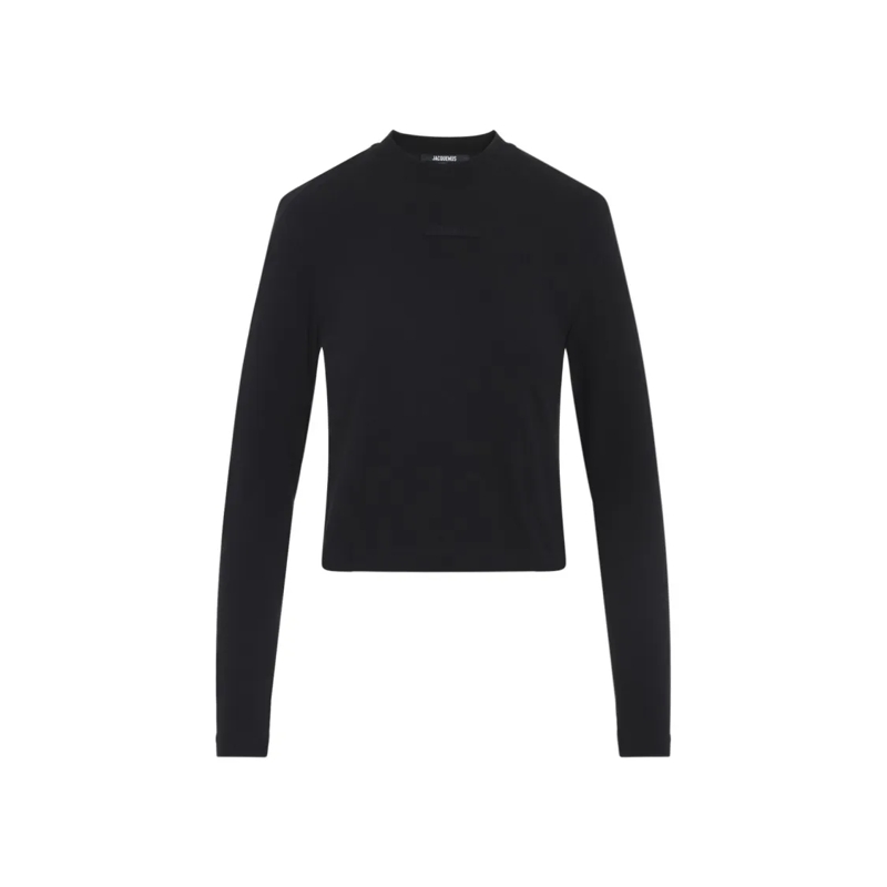 Jacquemus Top met lange mouwen Fitted Long-Sleeve Top With High Neckline Black