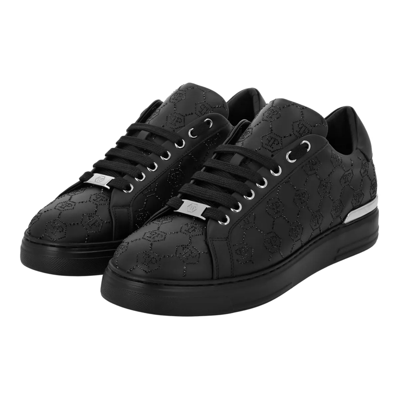 Philipp Plein Low-Top-Sneaker Lo-Top Turnschuhe Monogram Embellished schwarz