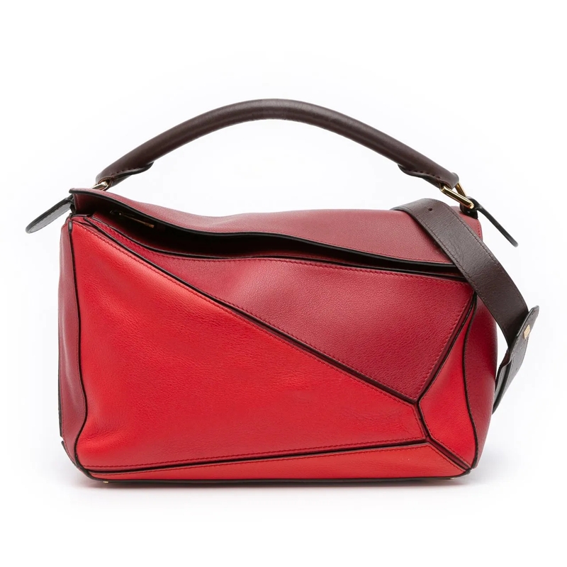 Loewe Sac à bandoulière Medium Tricolor Calfskin Puzzle Satchel rot