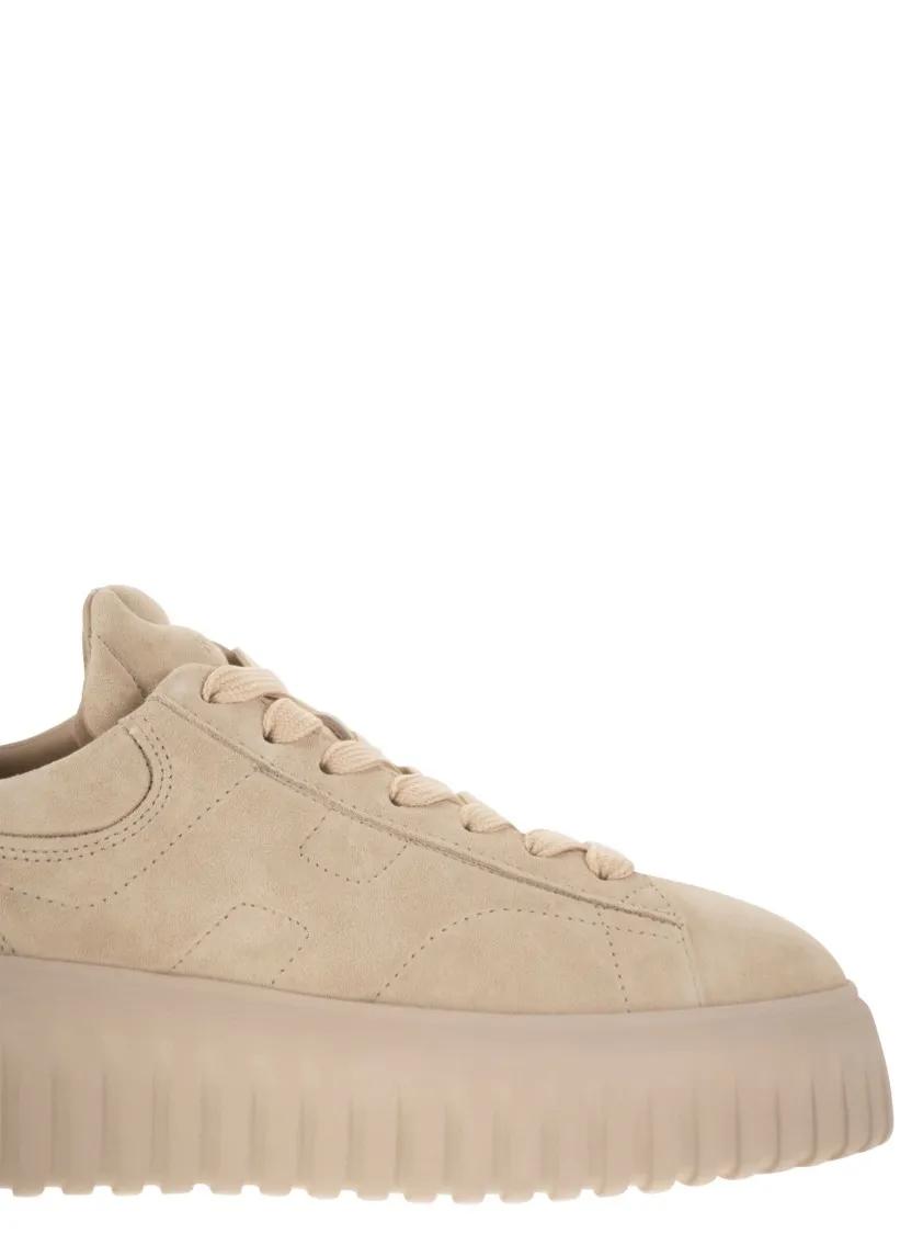 Thumbnail - Hogan Low-Top Sneaker - Suede H-Stripes Sneakers With Memory Foam Cushioni - Gr. 38 (EU) - in Beige - für Damen