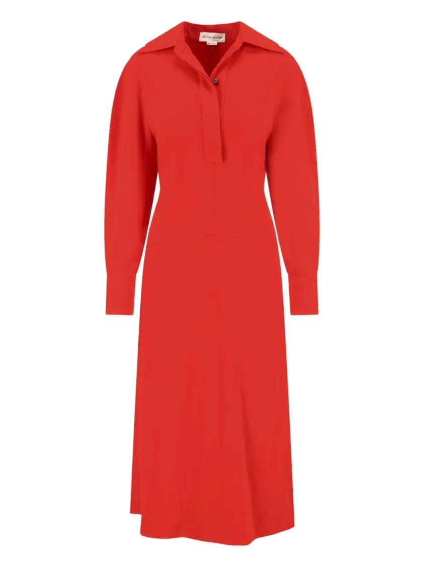 Thumbnail - Victoria Beckham - Shirt Midi Dress Red - Größe 6 - rot