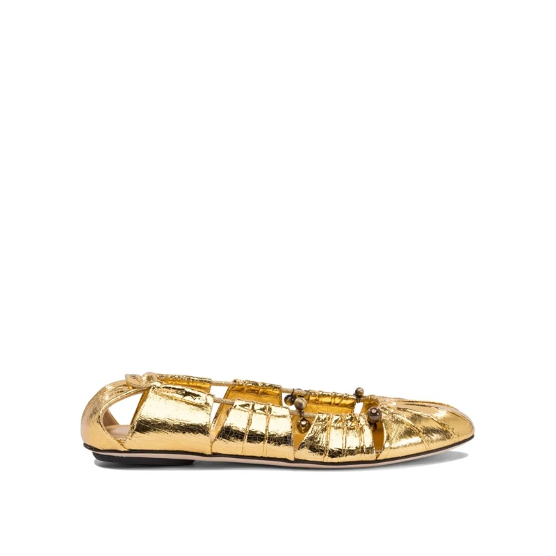 Chloé Ballerines Ballet Flats Cut-Out Details Gold