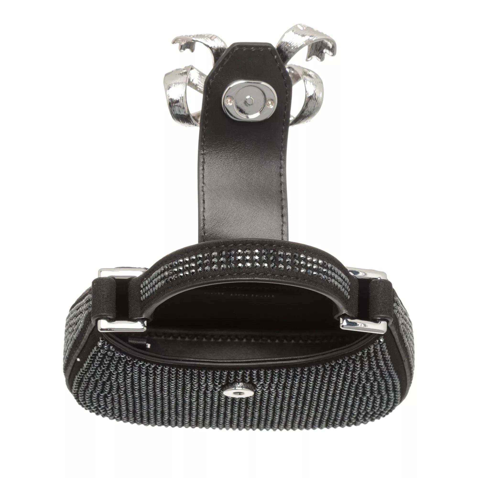 Self Portrait Rhinestone Crescent Bow Micro Bag Black