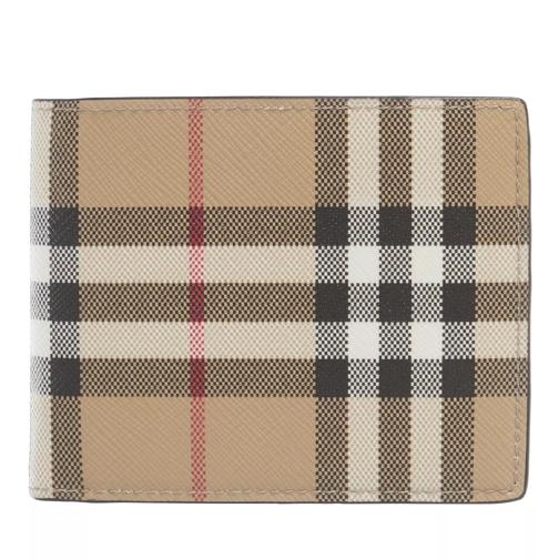 Burberry Vintage Check And Leather Slim Bifold Wallet Beige Portefeuille à deux volets
