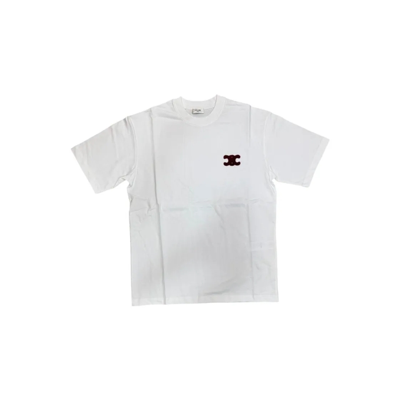 Celine T-Shirt Plain White T-Shirt With Subtle Emblem White