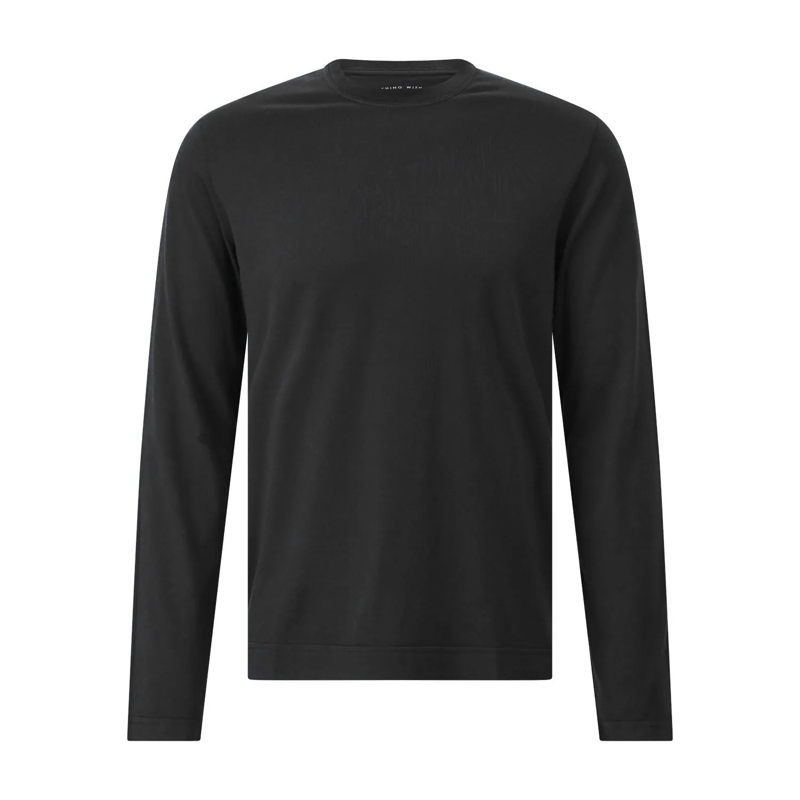 Fedeli T-shirt Langarmshirt aus Baumwolle Schwarz