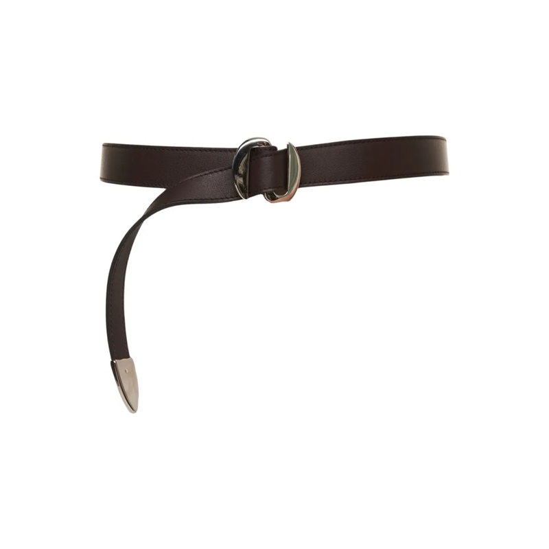 Orciani Riem Smooth Leather Belt With D-Shaped Buckle And Styli Black