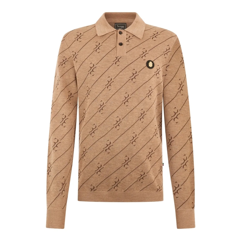 BILLIONAIRE Top Polo Longsleeve All-Over Bb beige