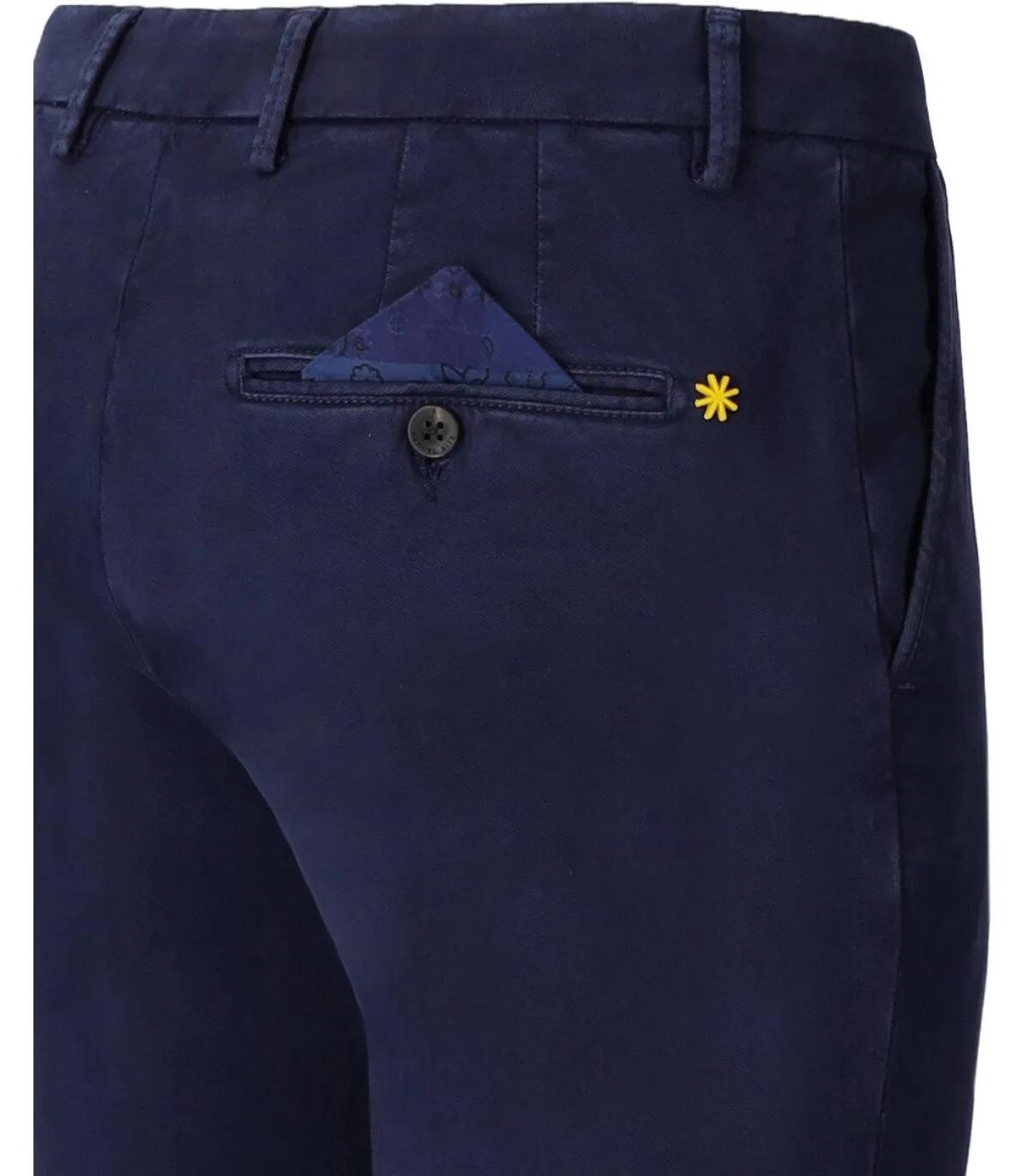 Manuel Ritz - MANUEL RITZ MELANGEBLAUE SLIM FIT HOSE - Größe L - blau